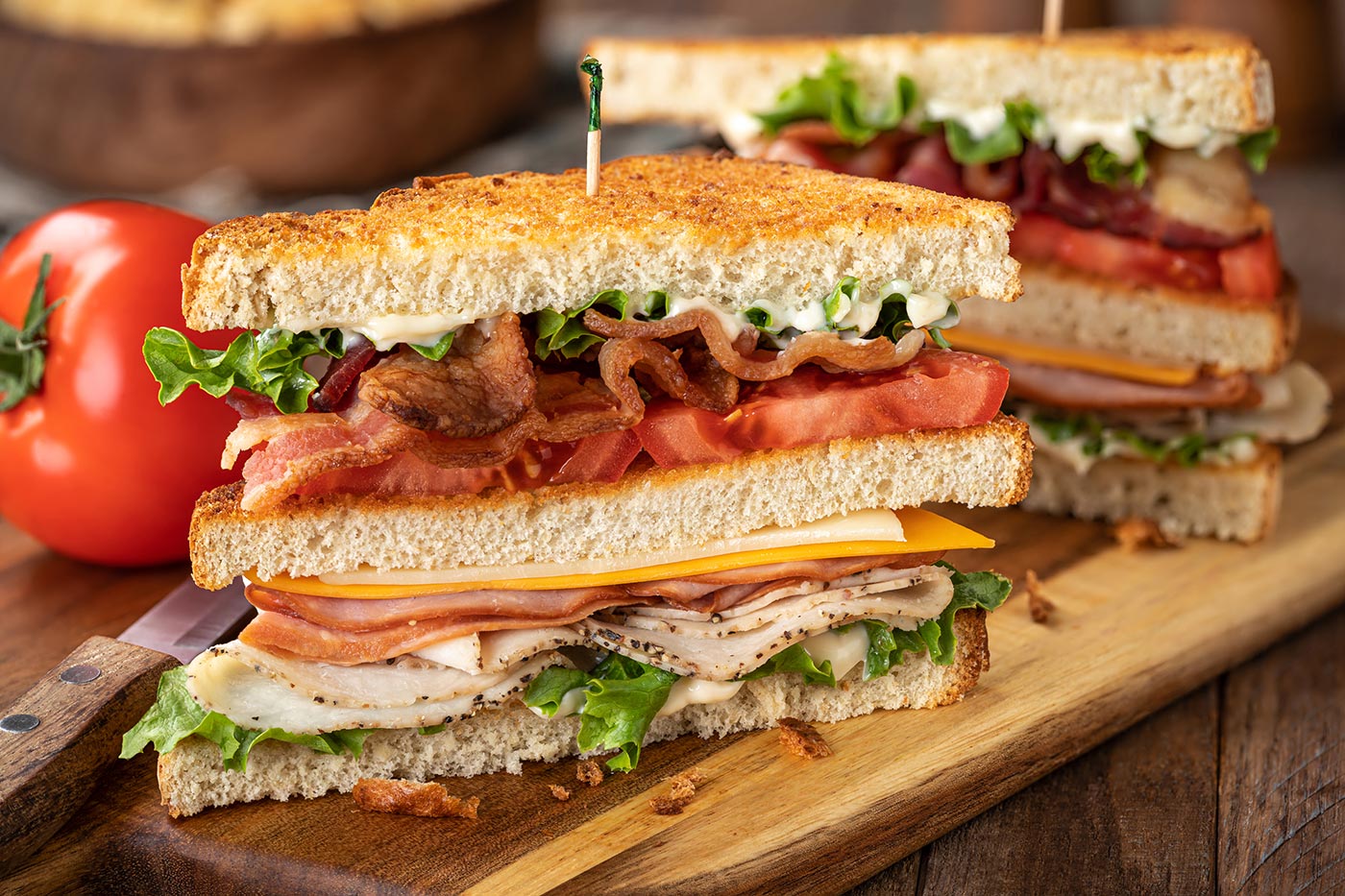 sandwiches on cutting board